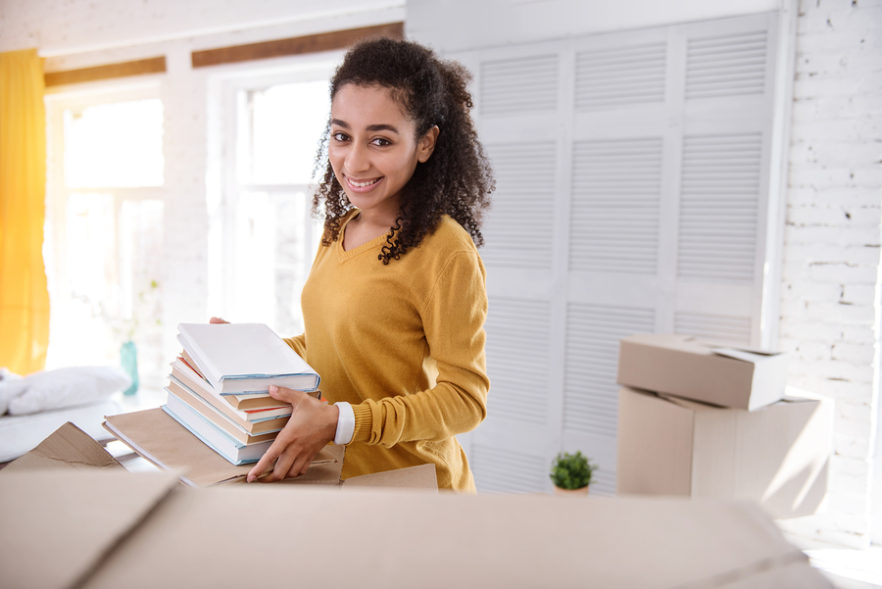 Girl moving into apartment